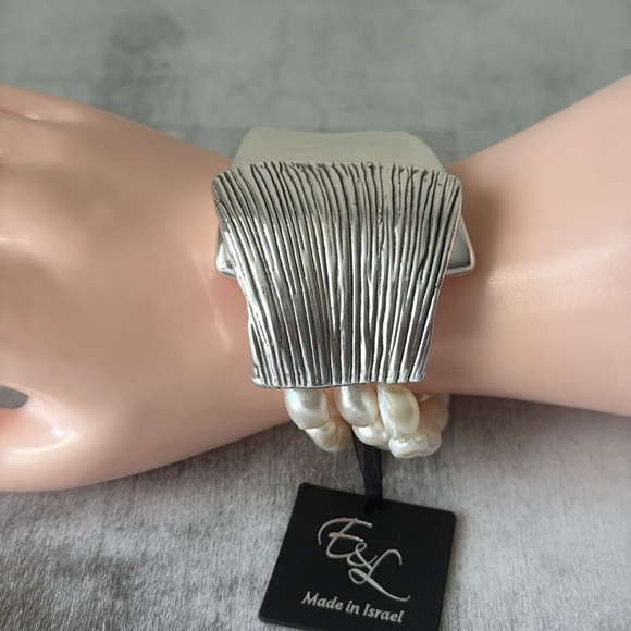 E&L Jewelry - E&L 925 Sterling Silver Israel Fresh Water Pearl Electroform Magnetic Bracelet